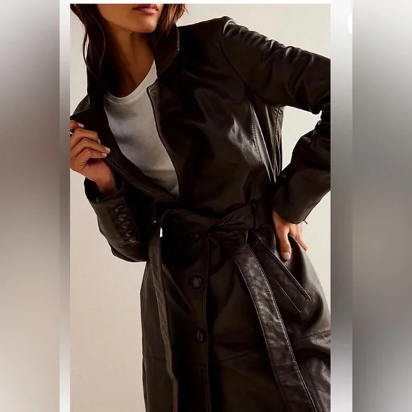 ⭐️NWOT We the Free Midnight Train Leather Coat with Faux Fur Removable Collar⭐️